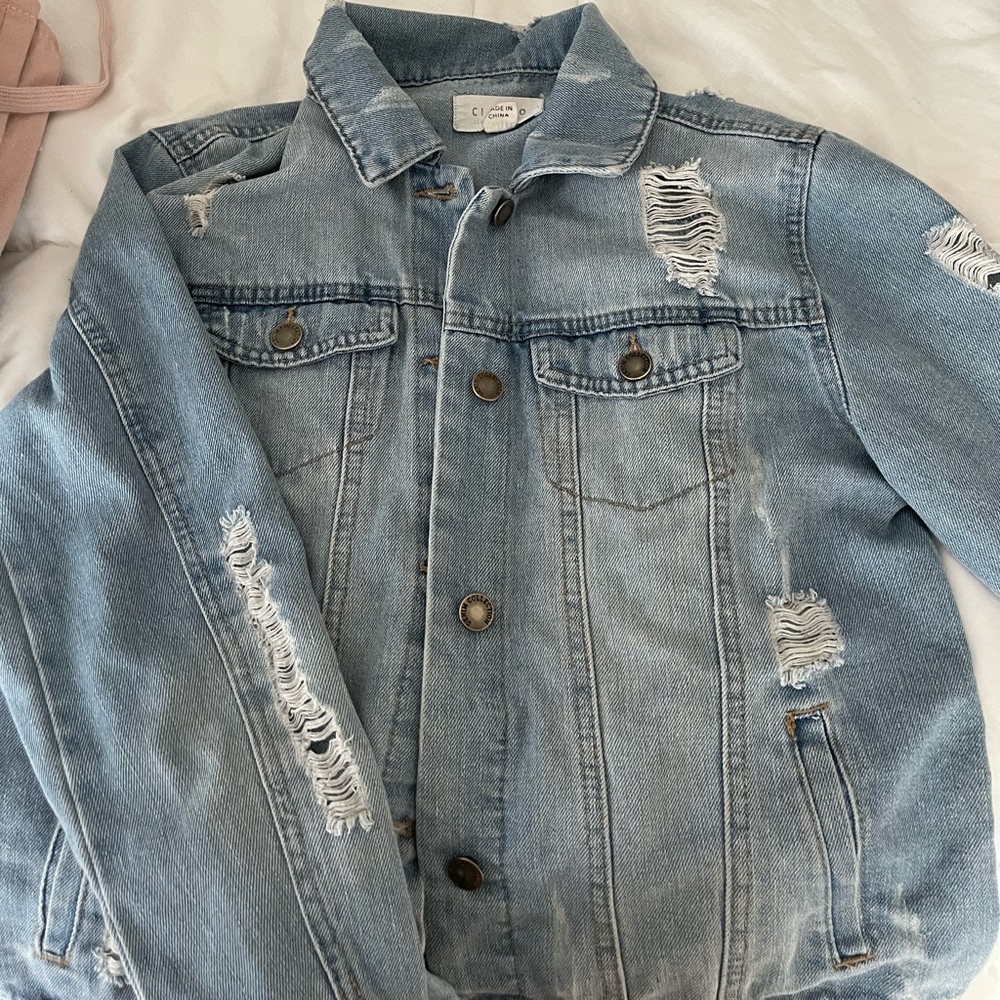 Distressed Jean Denim Jacket